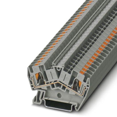Phoenix Contact Feed-Through - Desk Design Terminal Block; PTS 4 ; 30A; 600V; 1-Level; #24 - #10; Push-In Connection; Gray